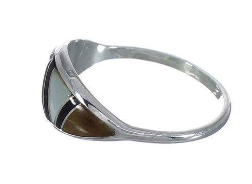 Silver And Multicolor Inlay Southwest Ring Size 8-3/4 VX61741